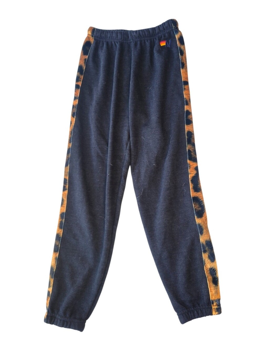 Aviator Nation Cheetah Stripe Sweatpants Joggers in Black Cheetah XS